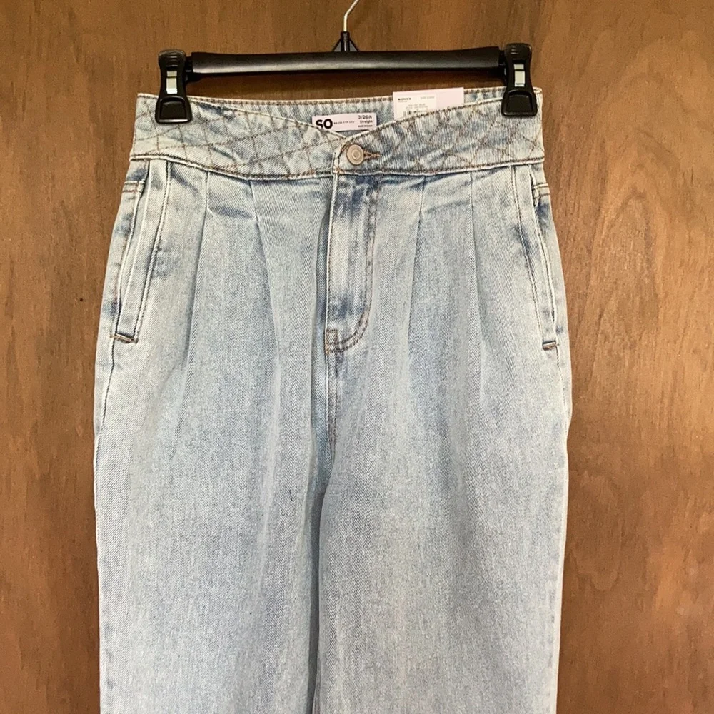 Relisting❌Super highrise straight woven denim jean pant quilted design waistband - Picture 6 of 17